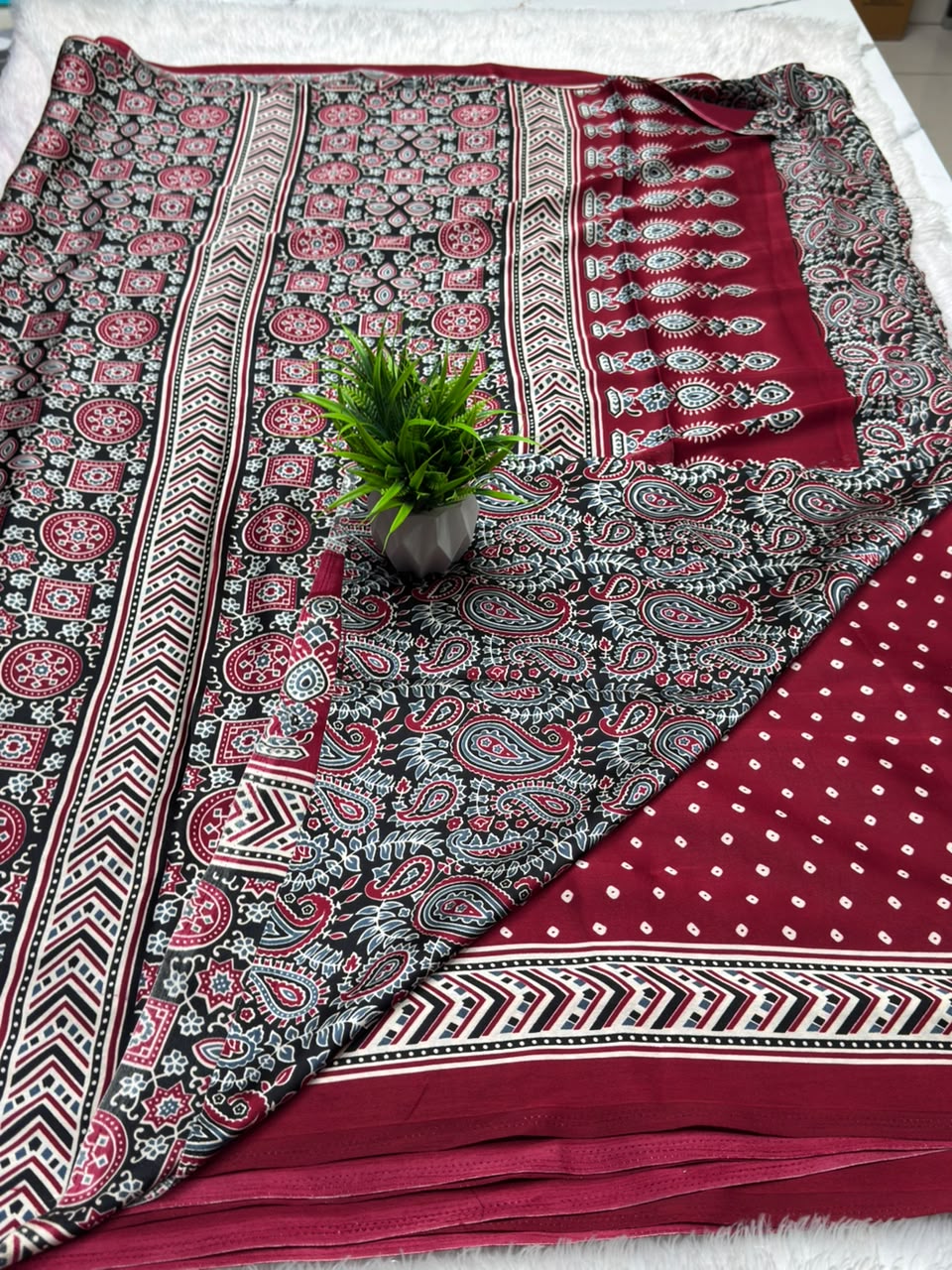 Semi Modal Silk Bandhani Print