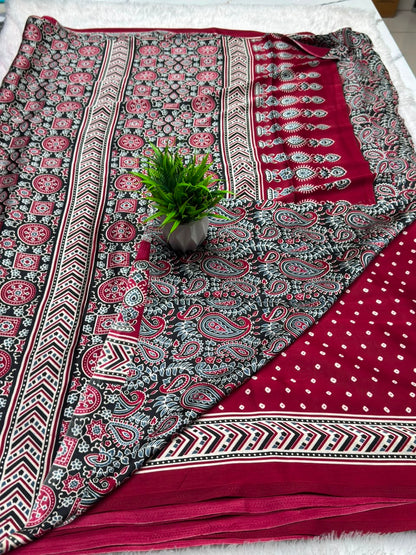 Semi Modal Silk Bandhani Print
