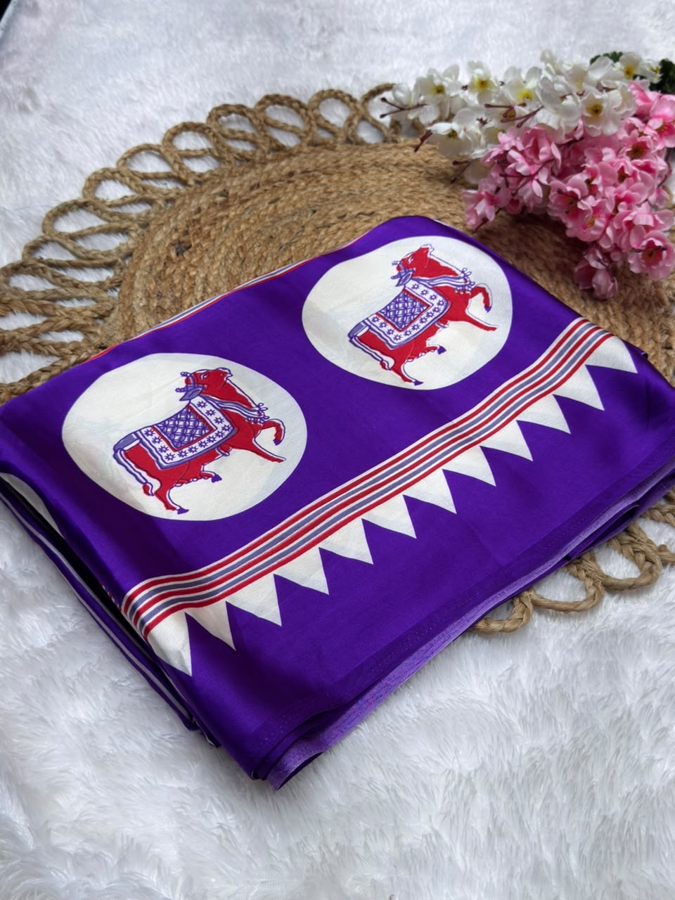 Semi Modal Silk Ajrak Print Pallu