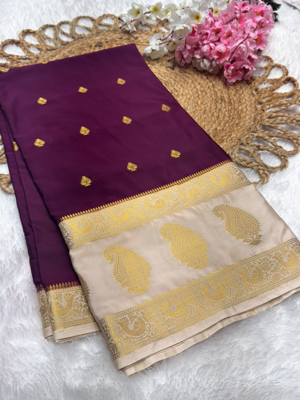 Premium Mysore Crepe Bentex Border