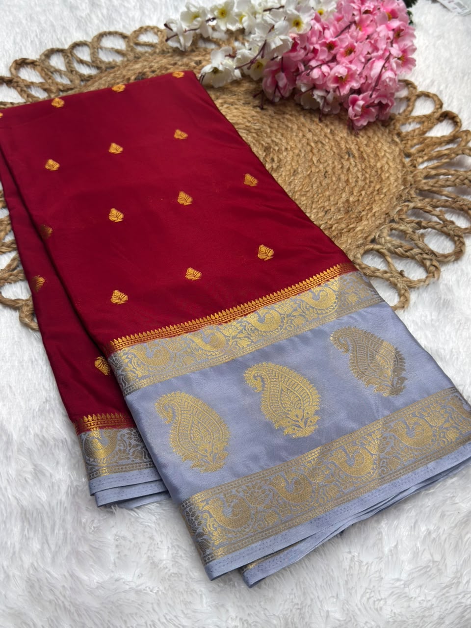 Premium Mysore Crepe Bentex Border
