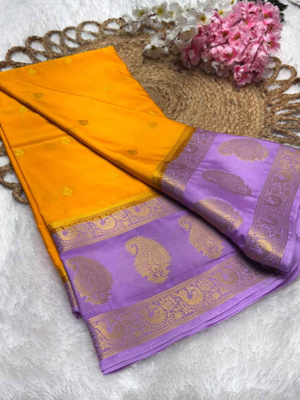 Premium Mysore Crepe Bentex Border