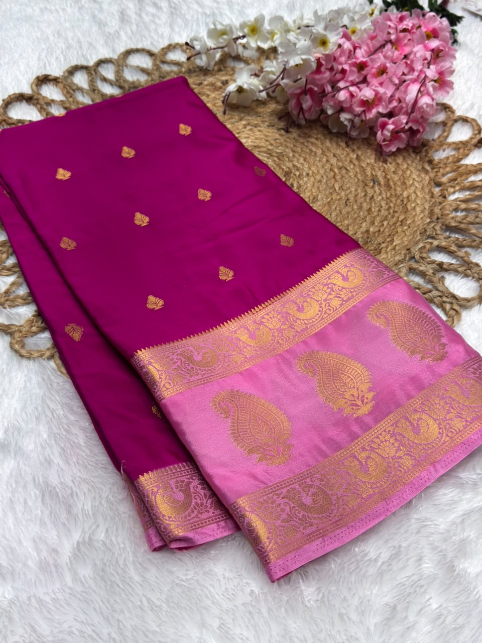 Premium Mysore Crepe Bentex Border