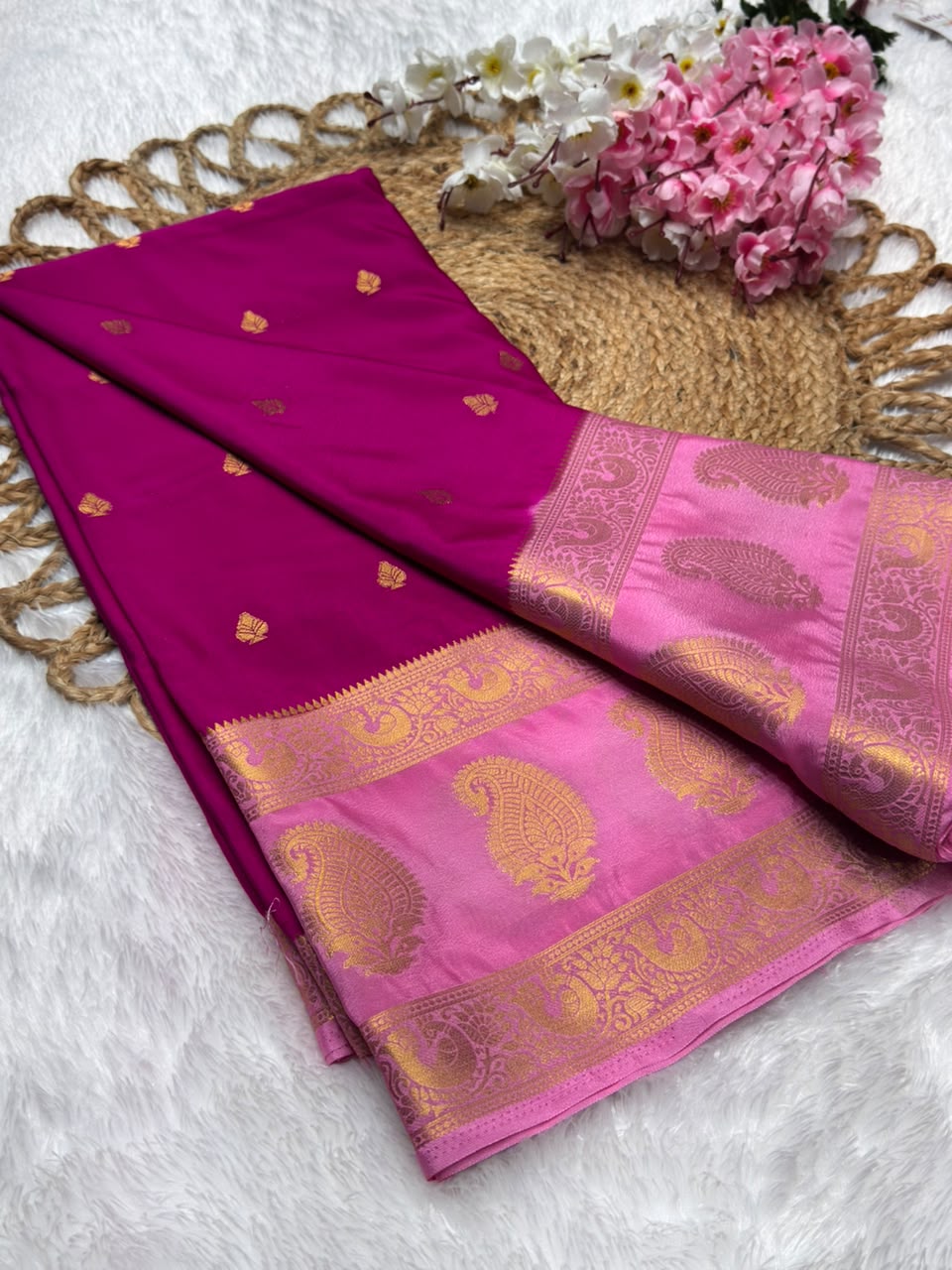 Premium Mysore Crepe Bentex Border