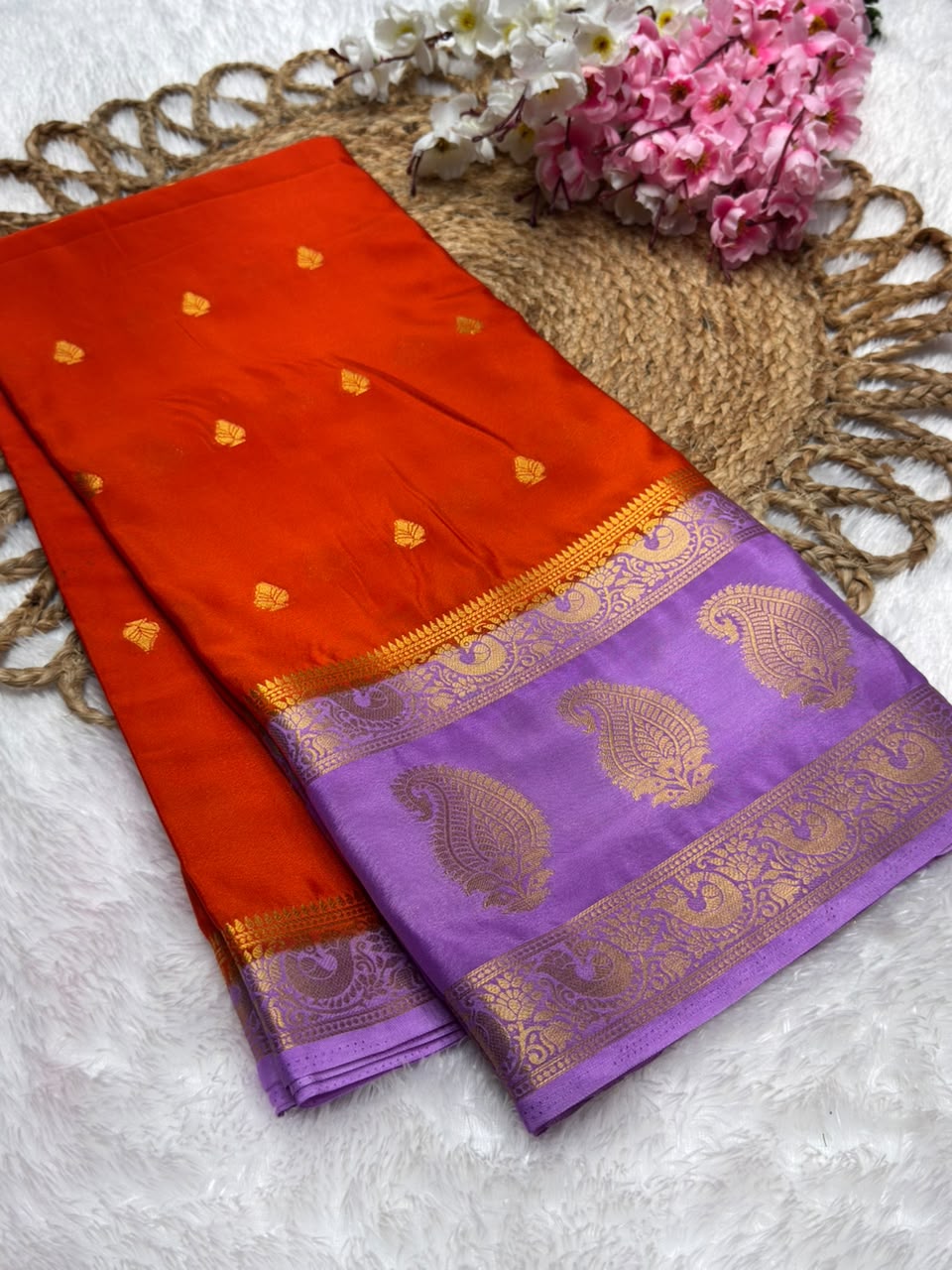 Premium Mysore Crepe Bentex Border