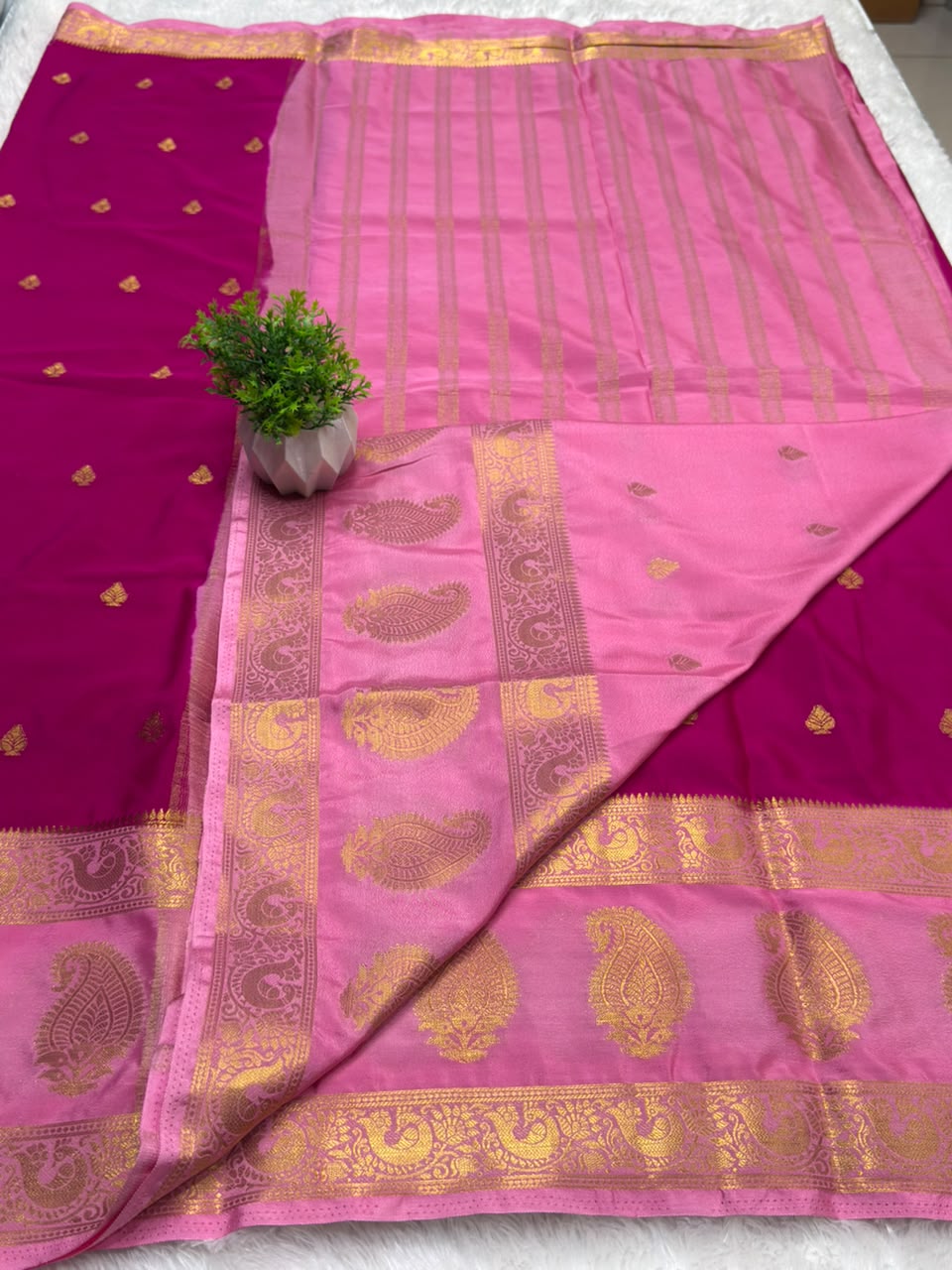 Premium Mysore Crepe Bentex Border