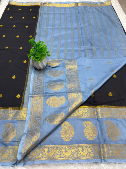 Premium Mysore Crepe Bentex Border