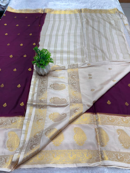 Premium Mysore Crepe Bentex Border