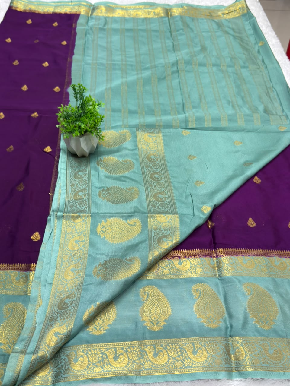 Premium Mysore Crepe Bentex Border