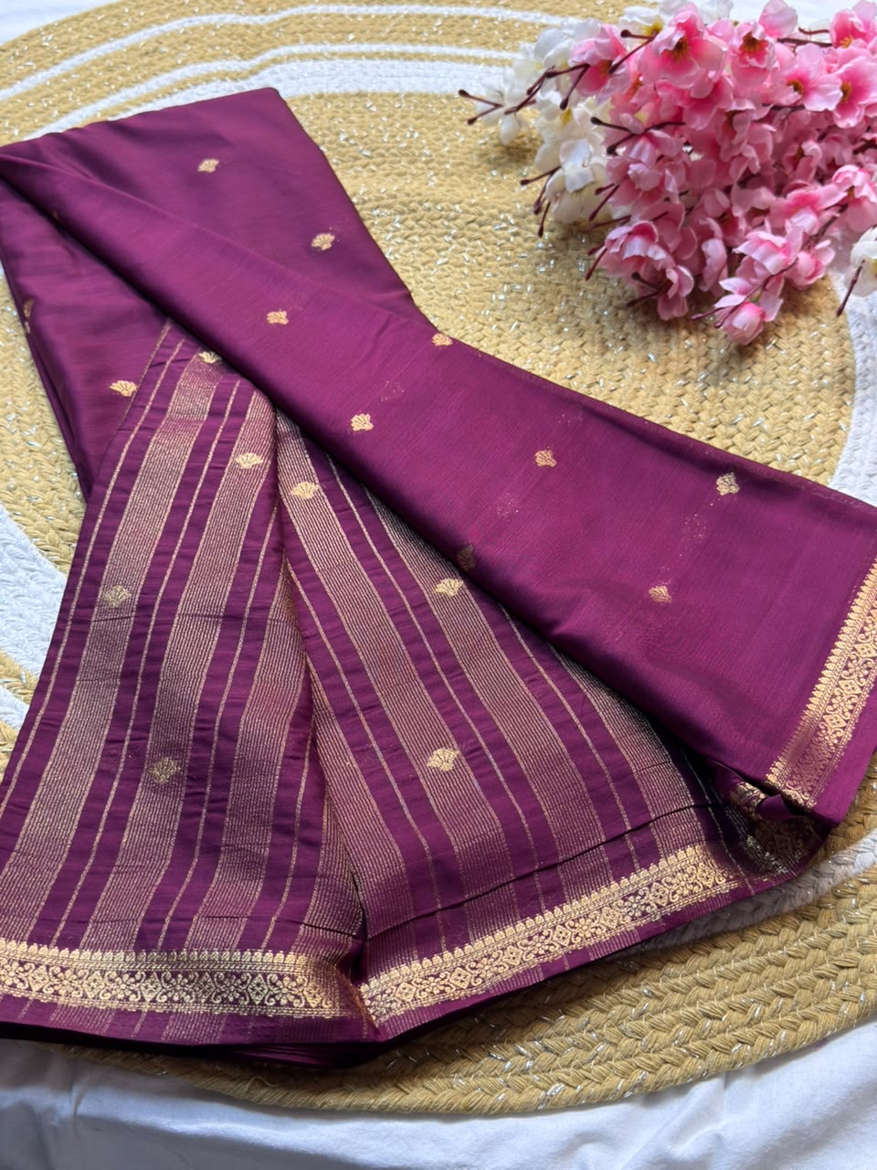 Mysore Crepe Silk Piping Border