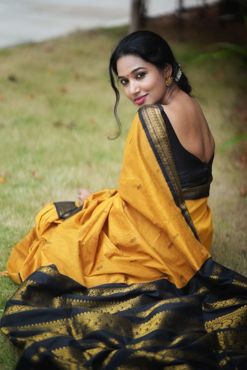 Kalyani Cotton Saree With Brown Color