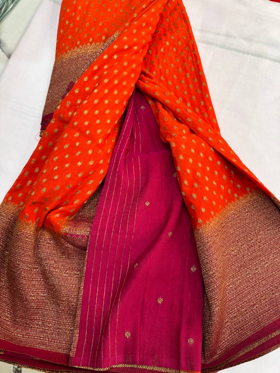 Premium Semi Khaddi Georgette With Orange and Pink