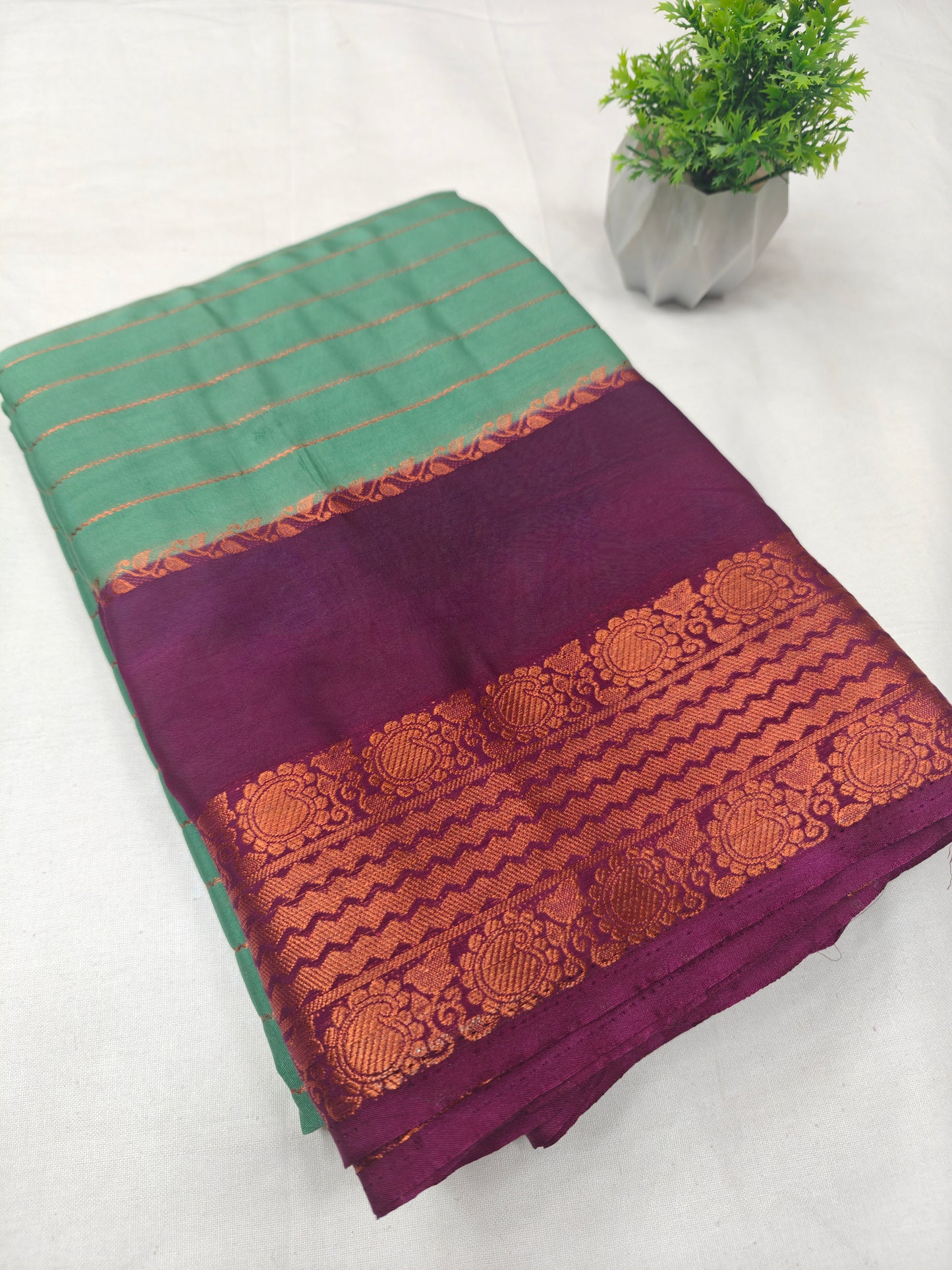 Semi Mysore Crepe Bentex Border