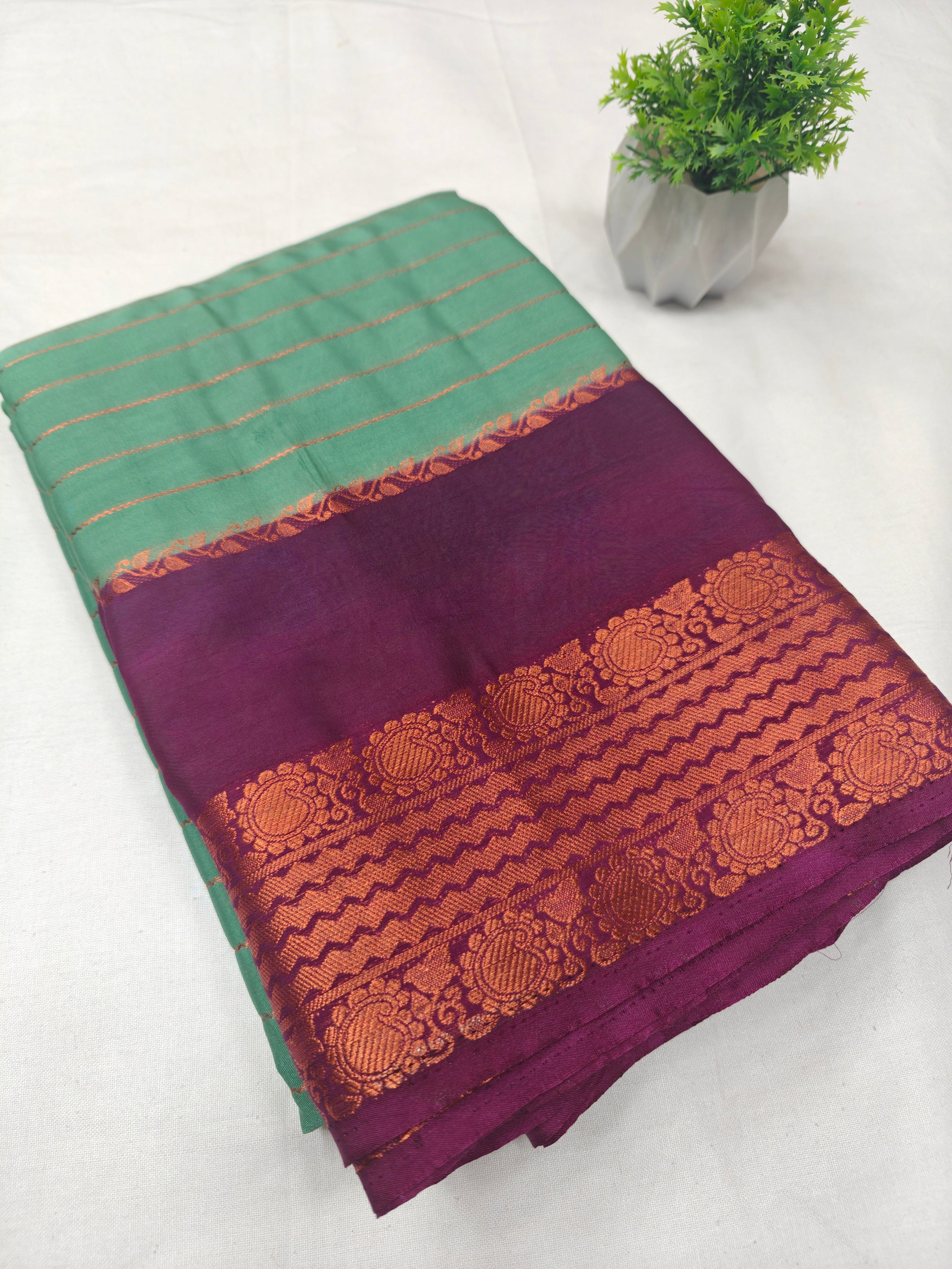 Semi Mysore Crepe Bentex Border