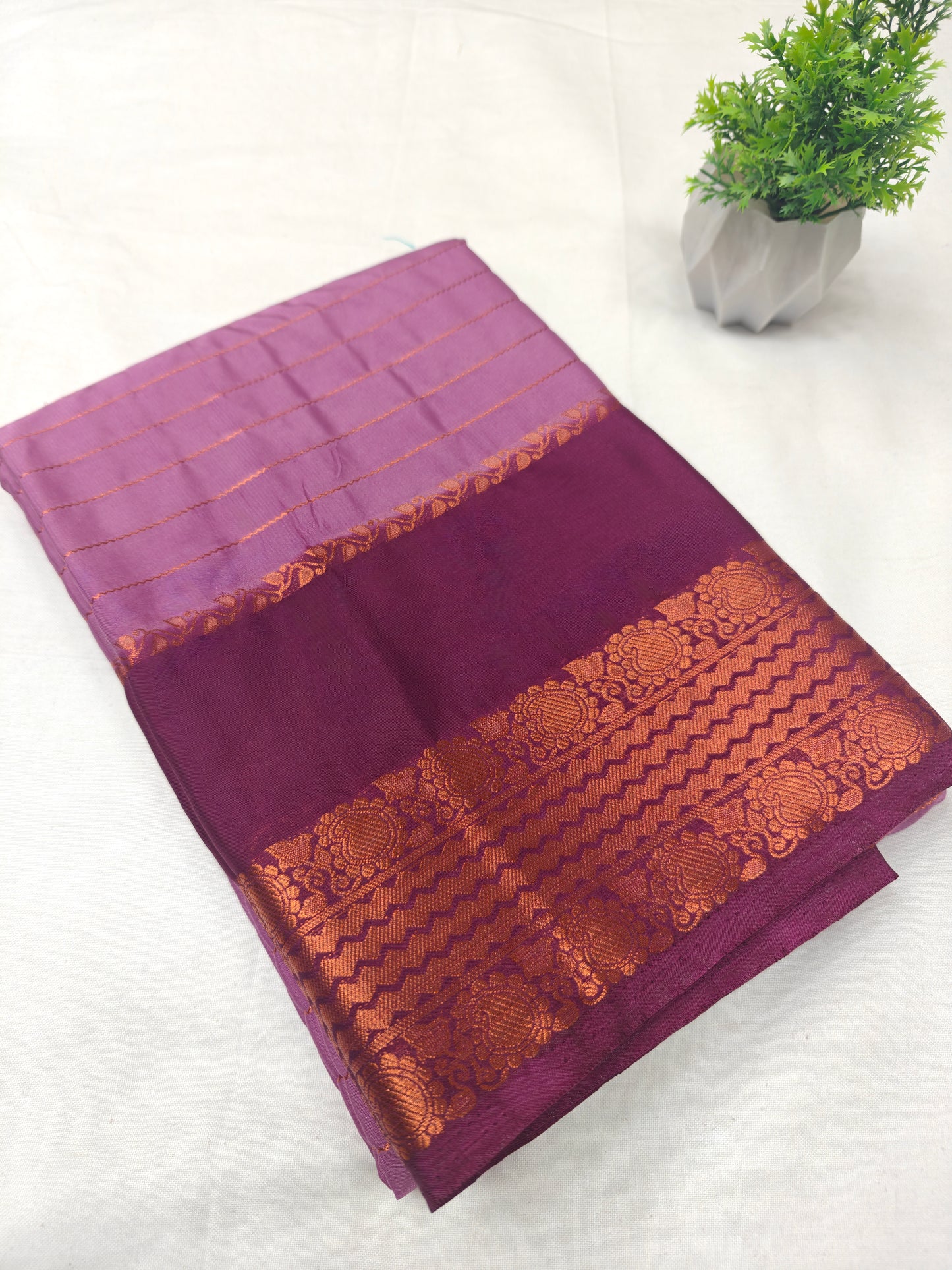Semi Mysore Crepe Bentex Border