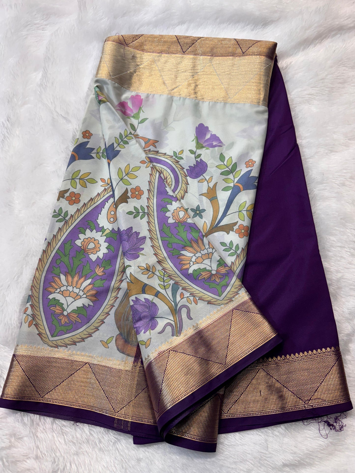Premium Crepe with Half Kalamkari