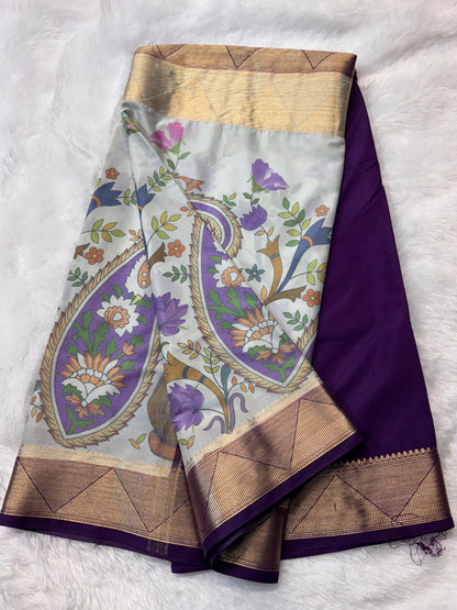 Premium Crepe with Half Kalamkari