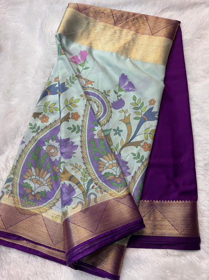 Premium Crepe with Half Kalamkari