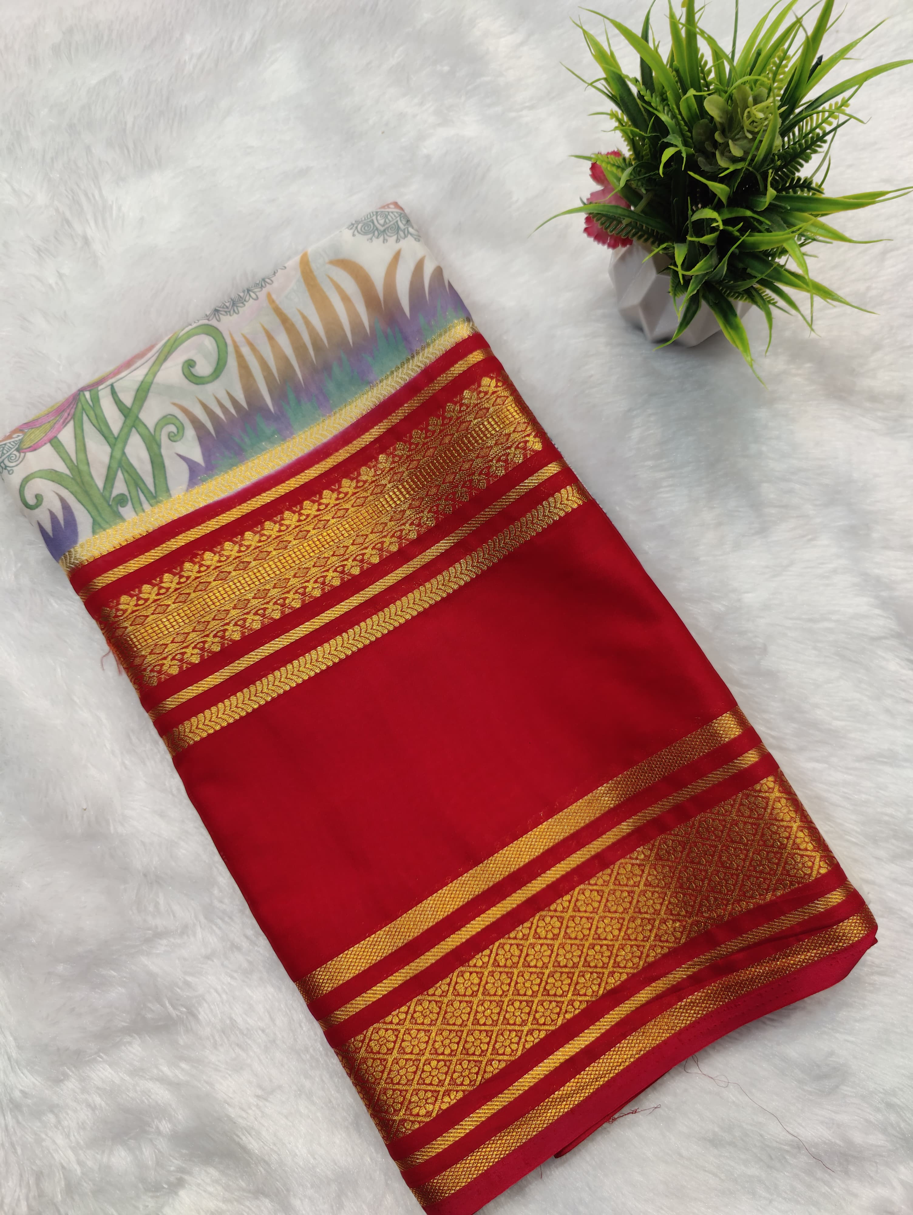 Semi Crepe Lotus Print and Bentex
